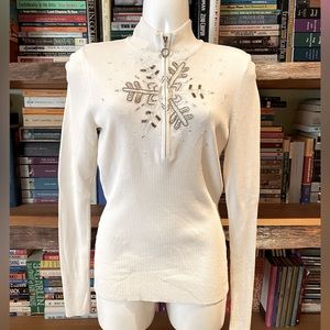 Boston proper embellished white snowflake sweater. XS